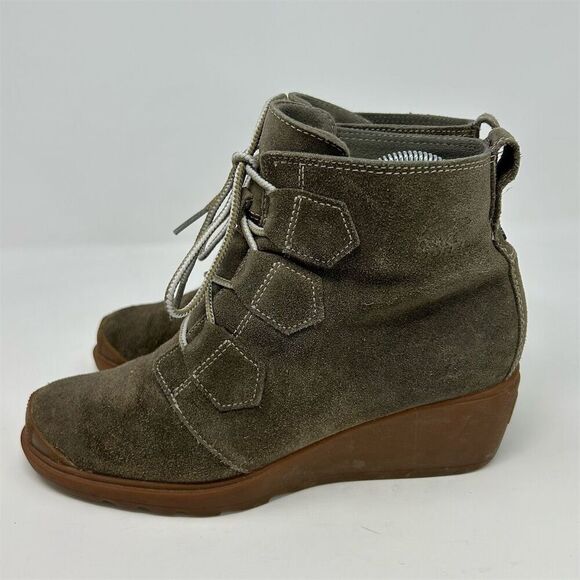 Sorel Women's Brown Suede Lace-Up Wedge Boots Size 8 Waterproof Comfort - Picture 6 of 12